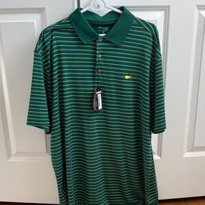 Masters Green Striped Men's Polo Shirt -nwt
